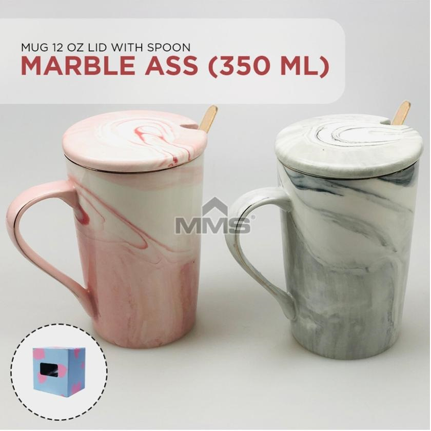 ROYAL ALFRED Marble 12oz Mug Aesthetic Keramik + Sendok 350ml Assorted