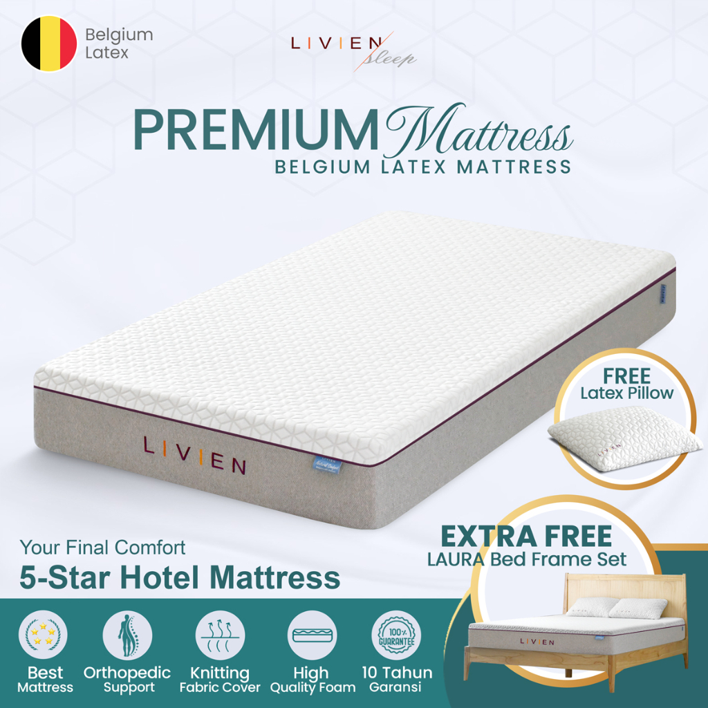 Kasur Latex,  Matras Latex, Livien Latex Mattress Belgium Premium Mattress EXTRA Luara Bedframe