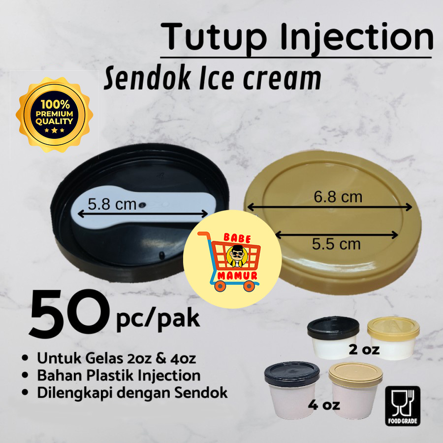 Tutup + Sendok Cup Ice Cream / Lid Cup Ice Cream 2 & 4 oZ