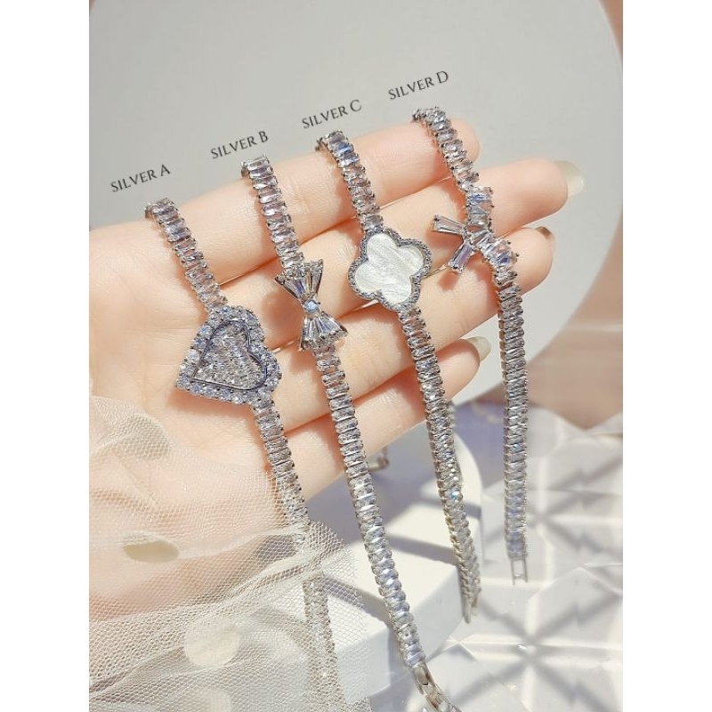 Gelang titanium silver wanita