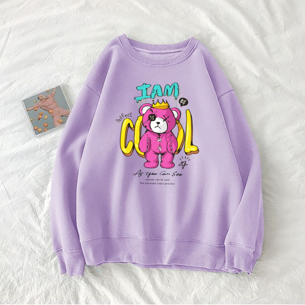 I'AM COOL BEAR  Swaeter Oversize Wanita Size M - L - XL - XXL