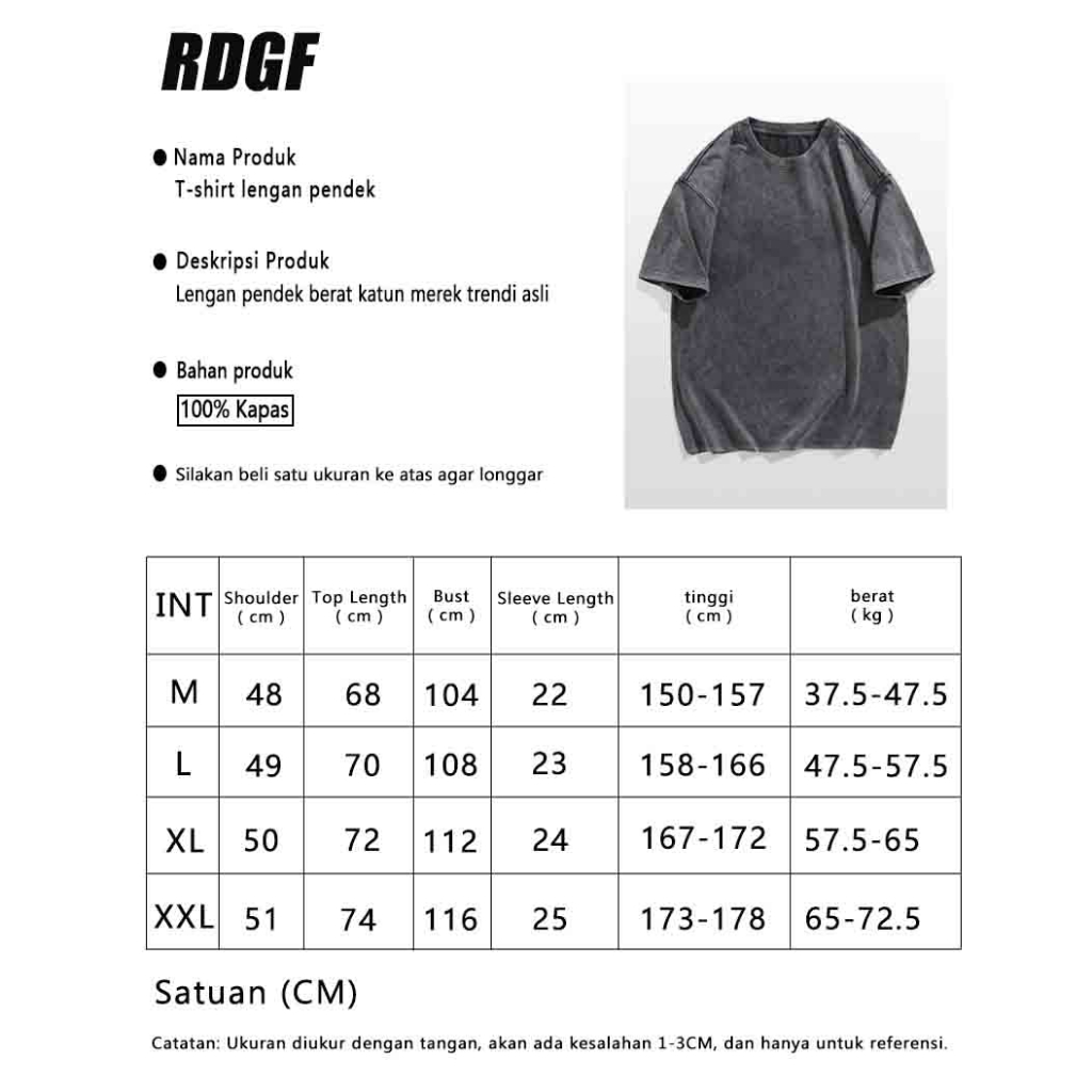 RDGF (kapas 100%) sablon kaos oversized washed T-shirt Trendy women's t-shirts t shirt unisex/A0941