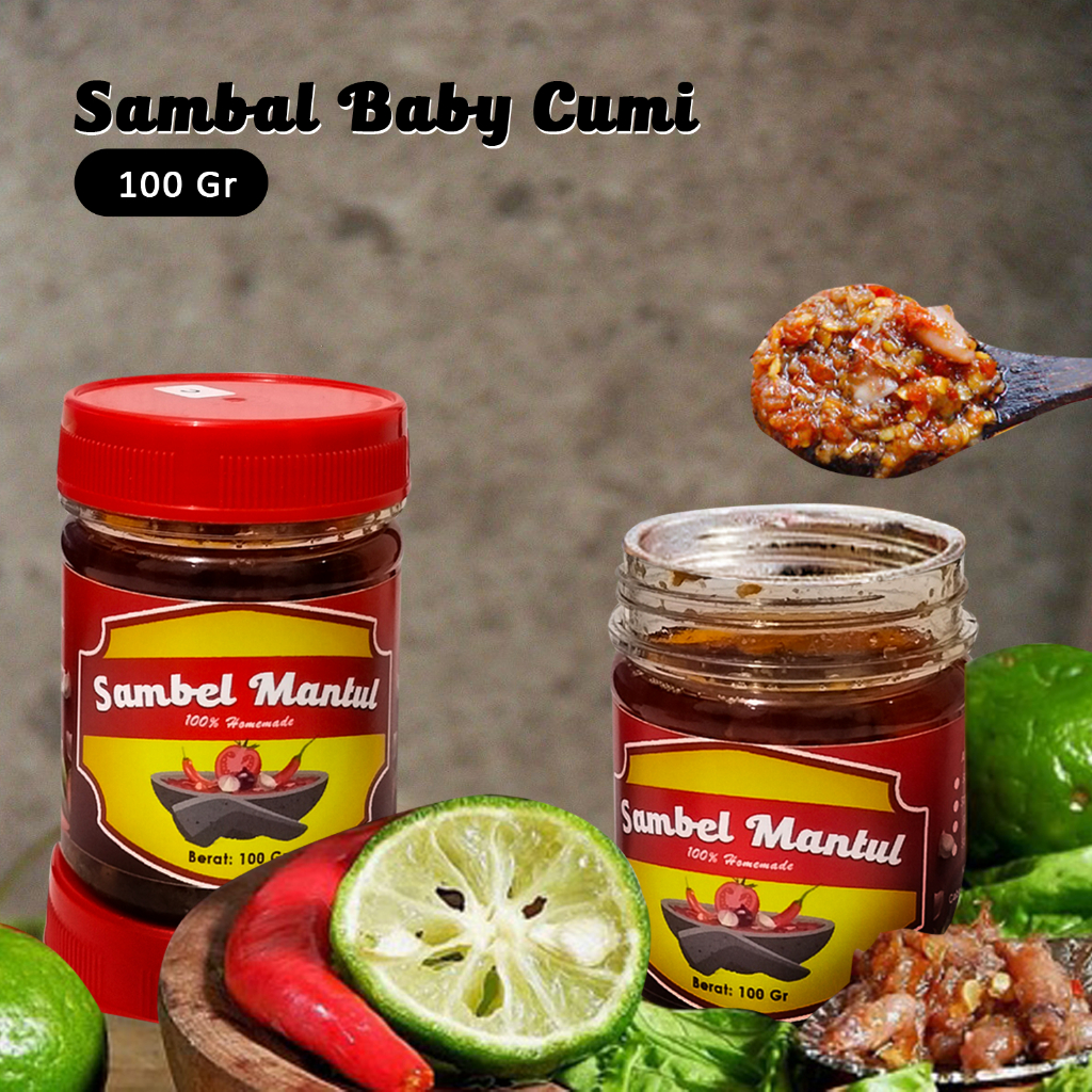 Sambal baby Cumi sambel mantul 100gr non msg home made