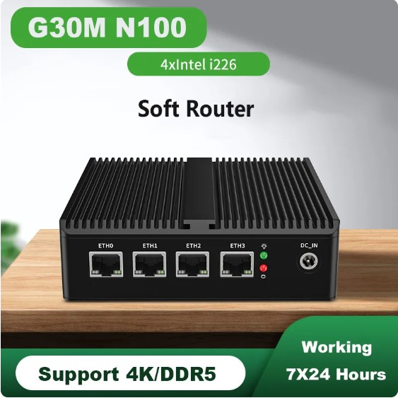 Industrial Mini PC G30M Intel Gen12 N100 DDR5 NVMe 4Port LAN 2.5G Router PFsense Mikrotik Firewall