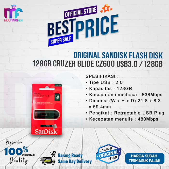 ORIGINAL SANDISK FLASHDISK 128GB CRUZER GLIDE CZ600 USB 3.0 / 128 GB