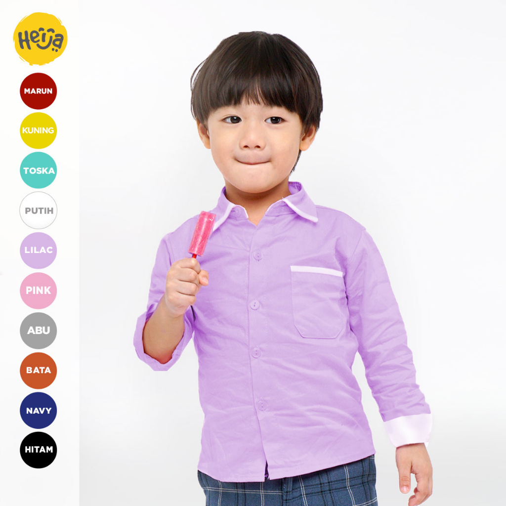 Heija - Kemeja Anak Laki - Laki Lengan Panjang Ungu Lilac Loco Shirt Pria