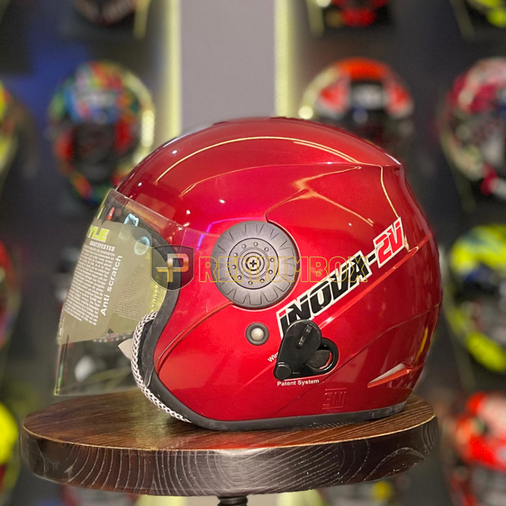 HELM BMC INOVA 2V SOLID RED MAROON / HELM HALF / HELM MURAH / HELM DOUBLE VISOR / HELM MERAH / HELM 