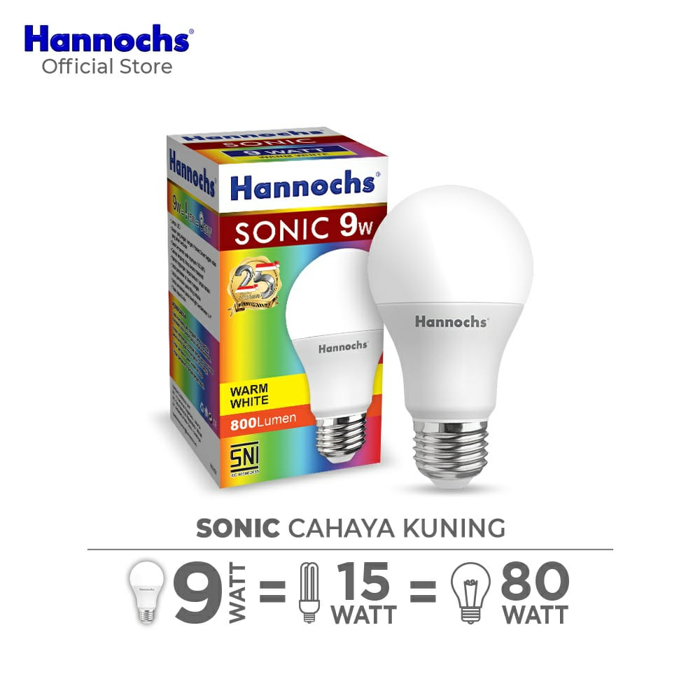 (JB99) Hannochs Lampu LED Sonic 9 Watt - Cahaya Kuning