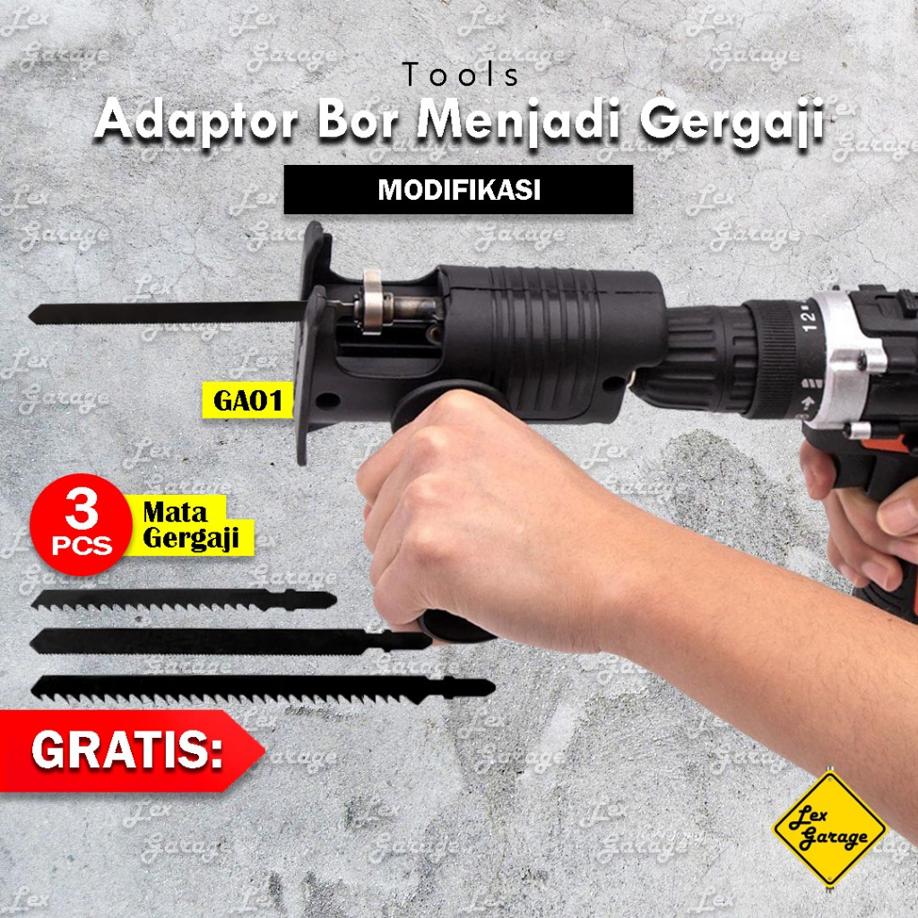 Adaptor Adapter Bor Listrik / Cordless Jadi Ke Gergaji Mesin Jigsaw