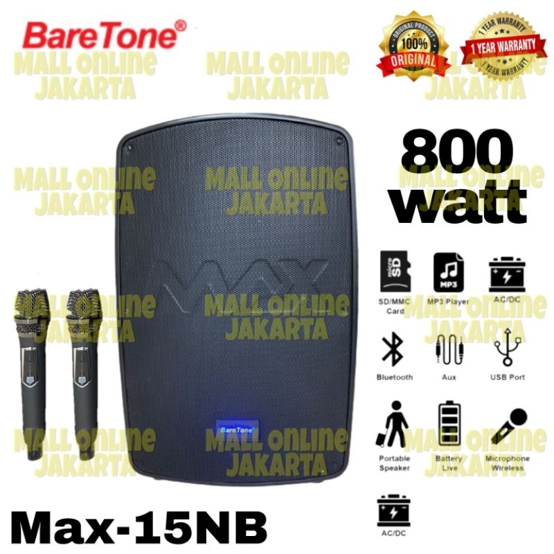 Speaker aktif Baretone 15NB Speker Bluetooth Max15NB wireless original