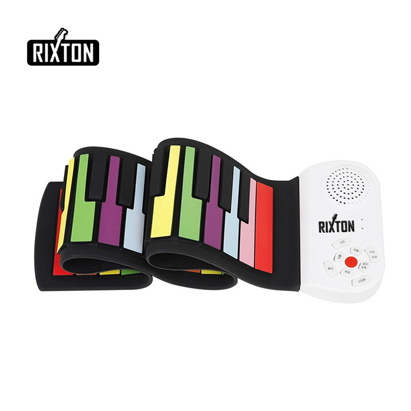 Rixton 49 Key Rainbow Hand Roll Piano Portable Foldable Multi-function USB Electronic Piano Pemula Berlatih Bermain Piano Elektronik