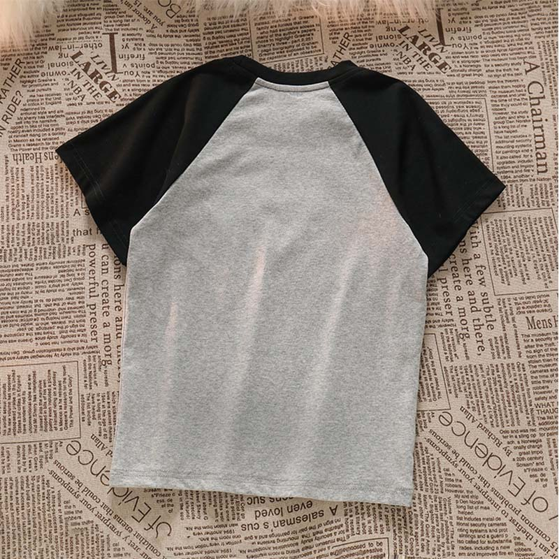 Kaos Raglan Wanita T Shirt Sroke Puppy Dress Korean Style Oversizekaos Wanita Lengan Pendek  Kekinian Import