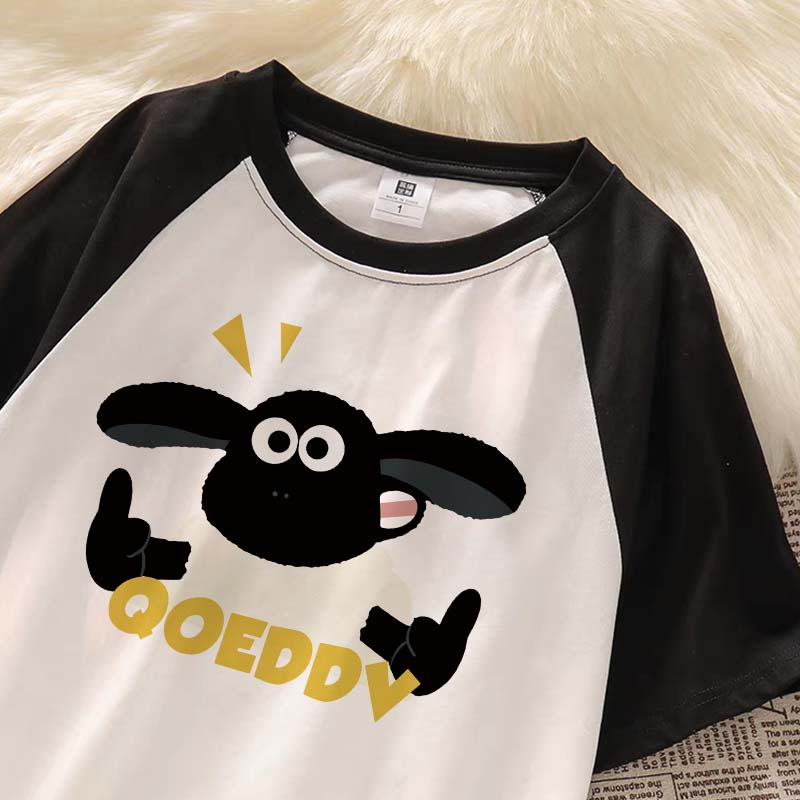 Kaos Baju Raglan Wanita Korean Style Little Black Sheep Baju Oversize Wanita Baju Atasan Wanita