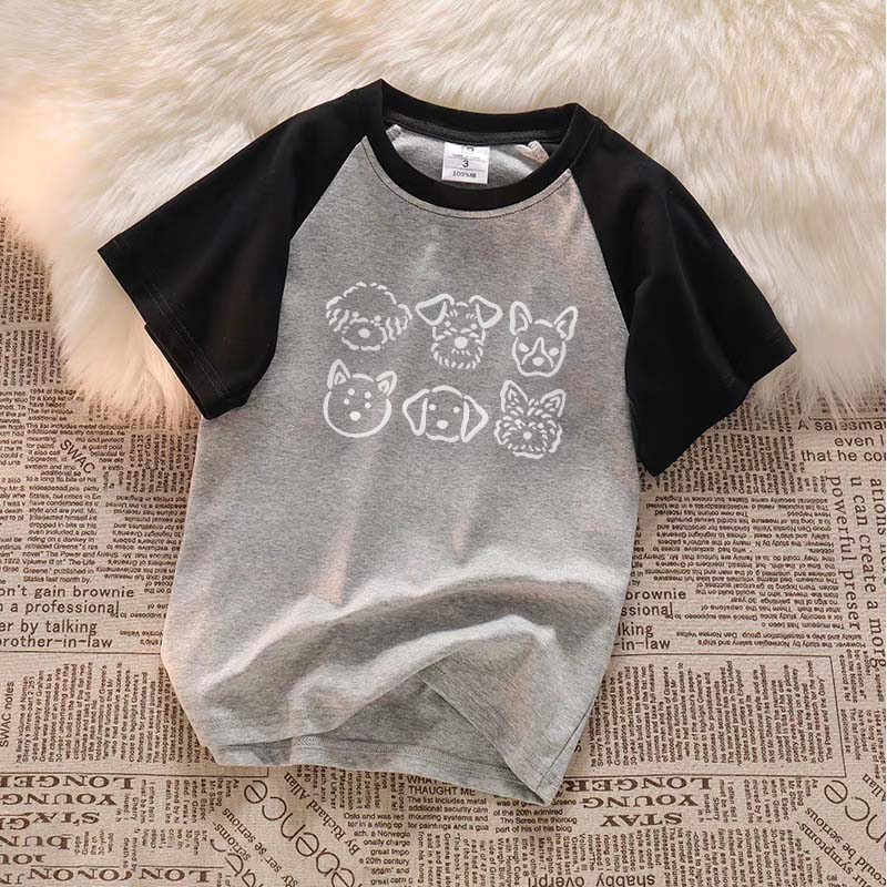 Kaos Raglan Wanita T Shirt Sroke Puppy Dress Korean Style Oversizekaos Wanita Lengan Pendek  Kekinian Import