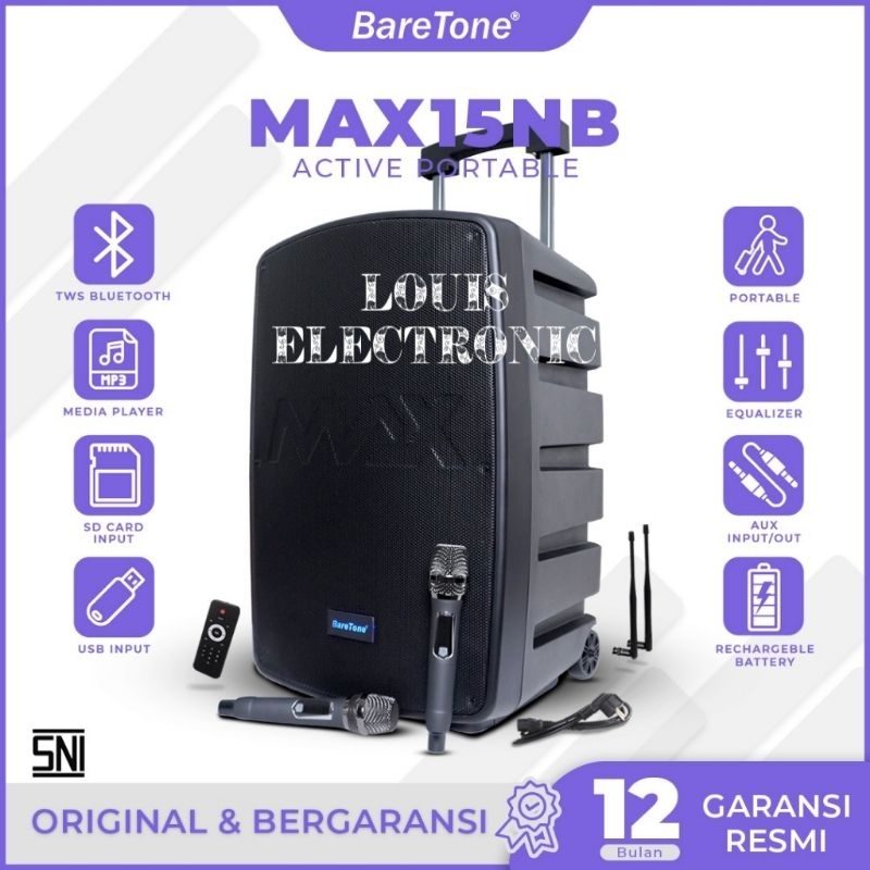 Speaker Portable BareTone MAX15NB 15NB 15 Inch Key Control 800W ORIGINAL