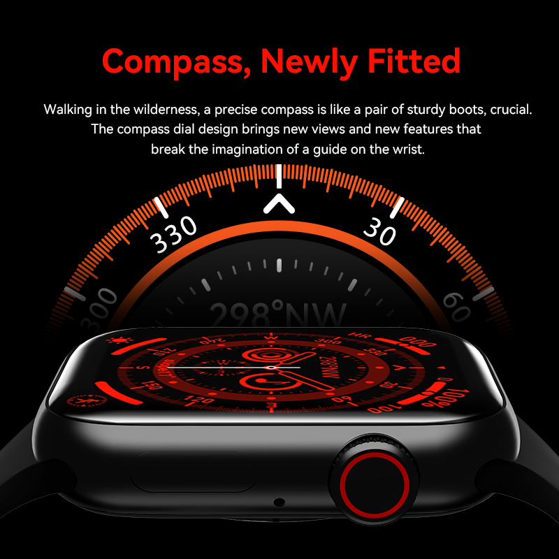 2023 New 45mm Smartwatch HW68 Max with Double watchband Compass 2.1&quot; Body Temperature NFC sport fitness Smart Watch Women