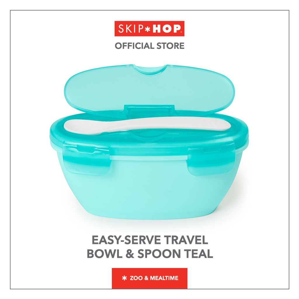 Skip Hop Kids Easy Serve Travel Bowl &amp; Spoon- Wadah Makan Dengan Sendok Traveling