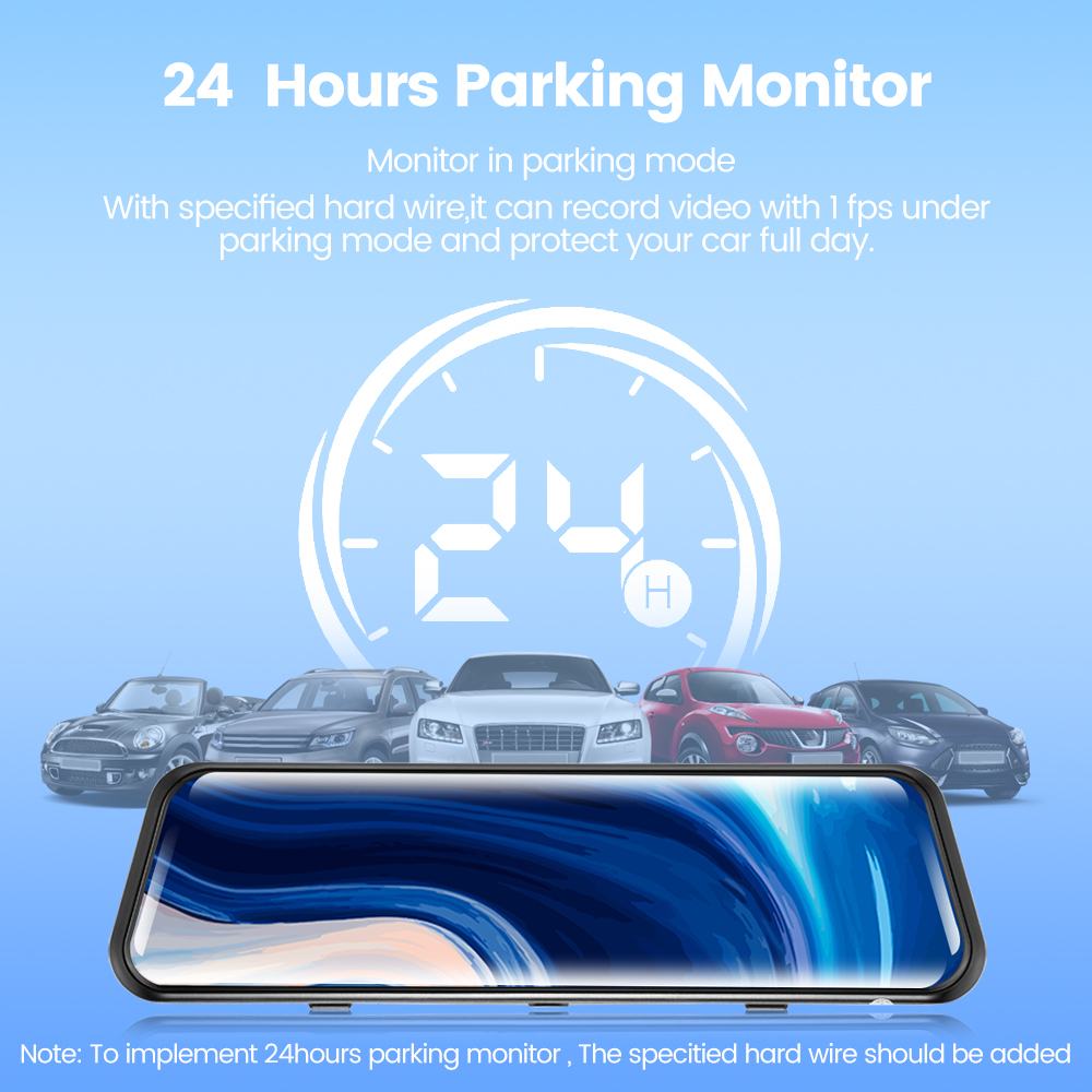 ⚡kamera mundur gratis⚡GEARELEC D10  Dash Cam Car DVR Camera 10 inch Touch Screen Rearview Mirror Full HD 1296P G-Sensor Motion Detection Loop RecordingNight Vision Stream Media
