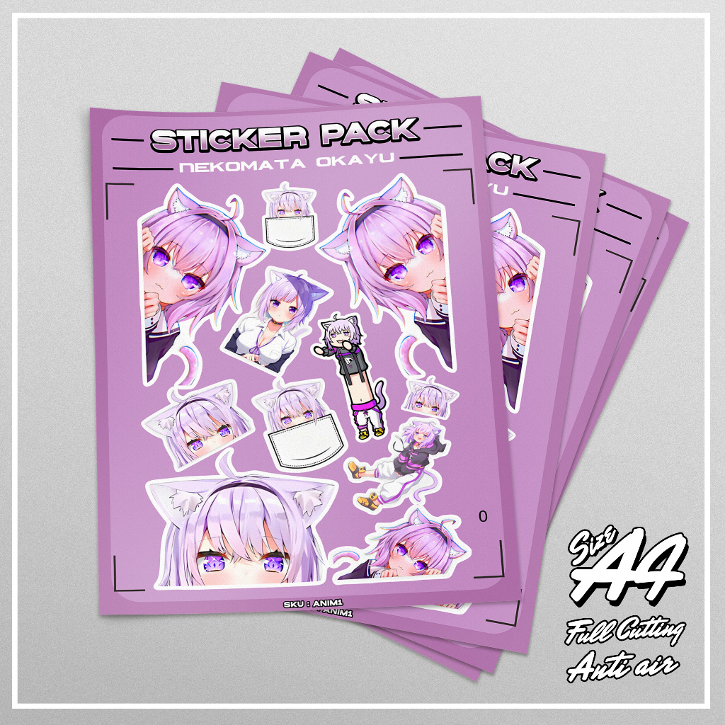 

Stiker sticker Intip Nekomata Okayu corner peeker pack waterproof full cutting