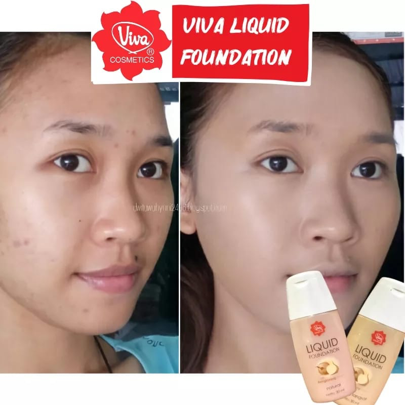 `ღ´ PHINKL `ღ´ 【v】【i】【v】【a】 Viva foundation cair liquid with bengkuang alas bedak lembut hasil  natural ringan sehari hari