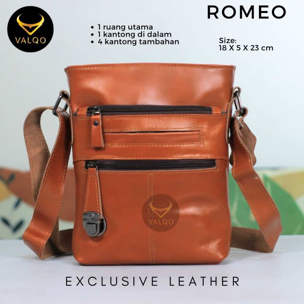 [VALQO] ROMEO Tas Kulit Sapi Tas Selempang Slingbag Pria Wanita