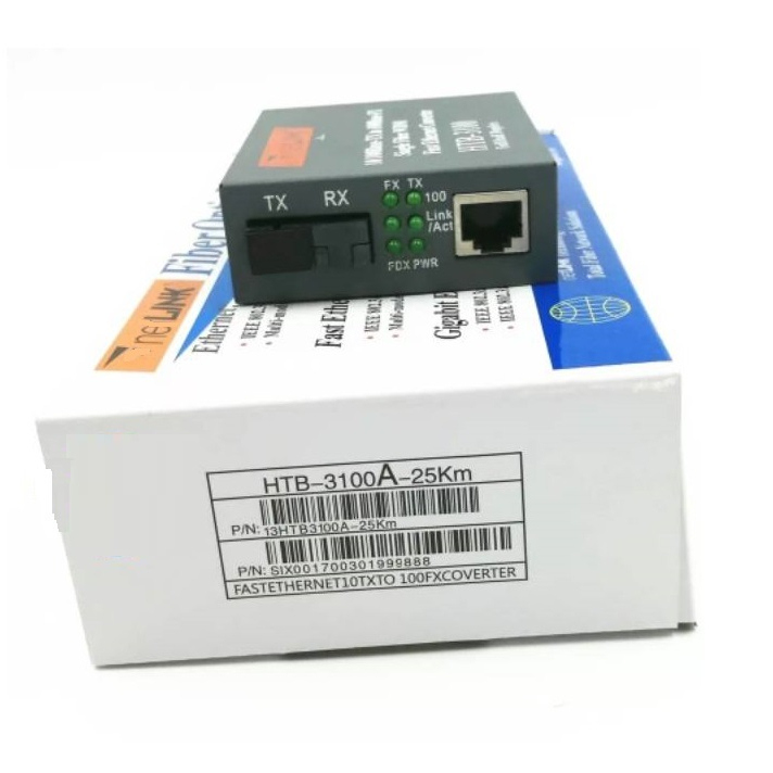 HTB3100 A+B Fiber Optic Optical Media Converter HTB-3100 Nelink 10/100Mbps RJ45 Single Mode 25KM