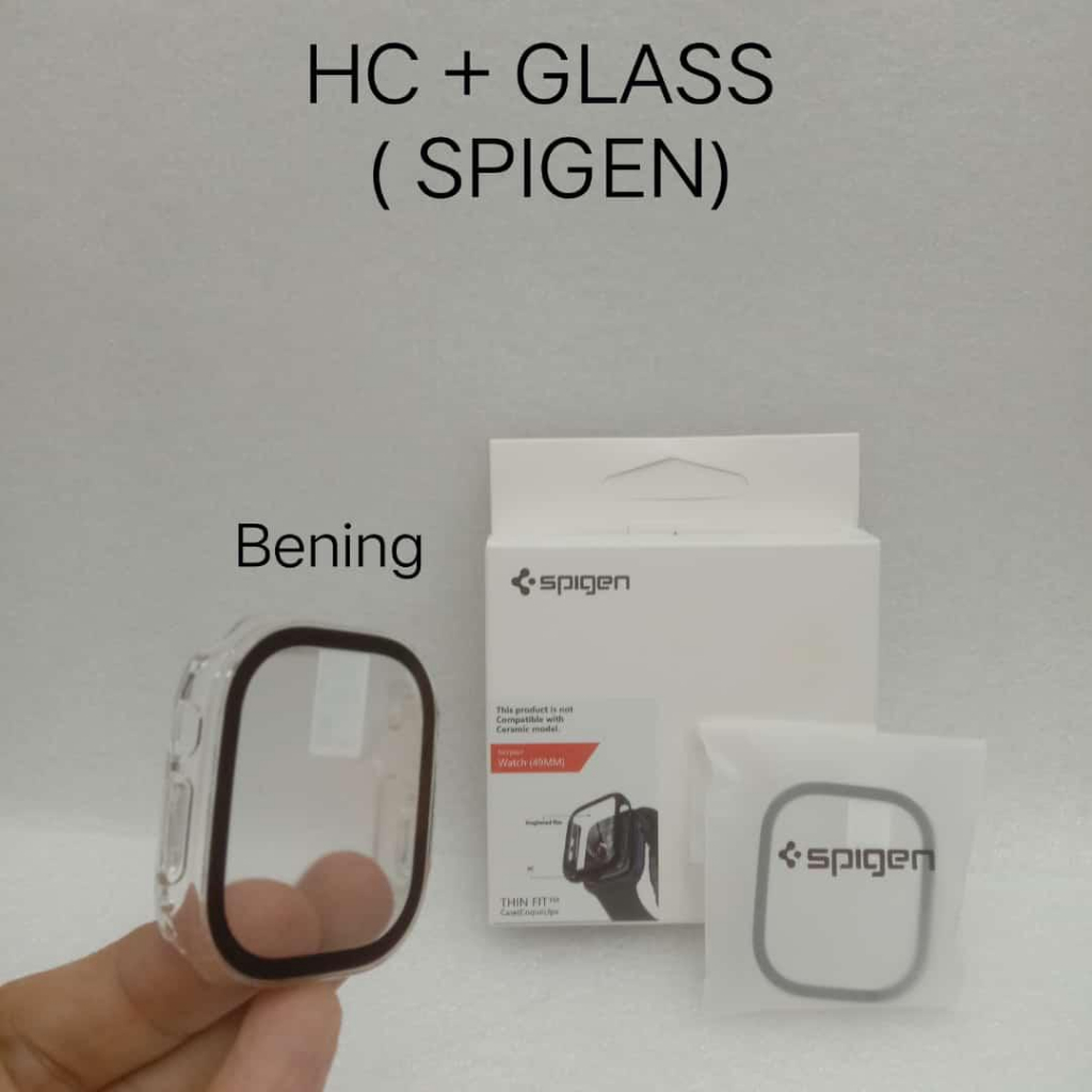 Spigen Thin Fit 360 Tempered Glass Anti Gores Screnn Guard Pelindung Apple Watch 42mm 38mm 40mm 41mm 44mm 45mm ULTRA Series 1 2 3 4 5 6 7 8 se Case Cover Casing