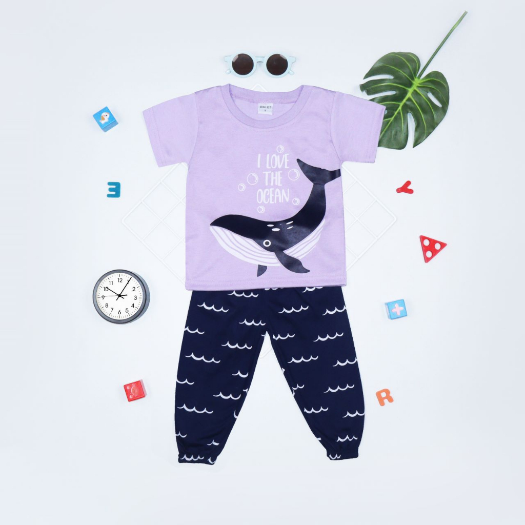 Owlet - setelan anak / piyama anak bergambar / piyama panjang / baju tidur anak