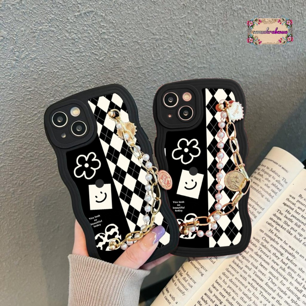 GC44 GC53 CASE CASING SOFTCASE SILIKON WAVY WAVE AESTETHIC RANTAI MUTIARA GRIP FOR VIVO Y91 Y93 Y91C Y1S V5 V5S V5 LITE V7+ V21 SB5762