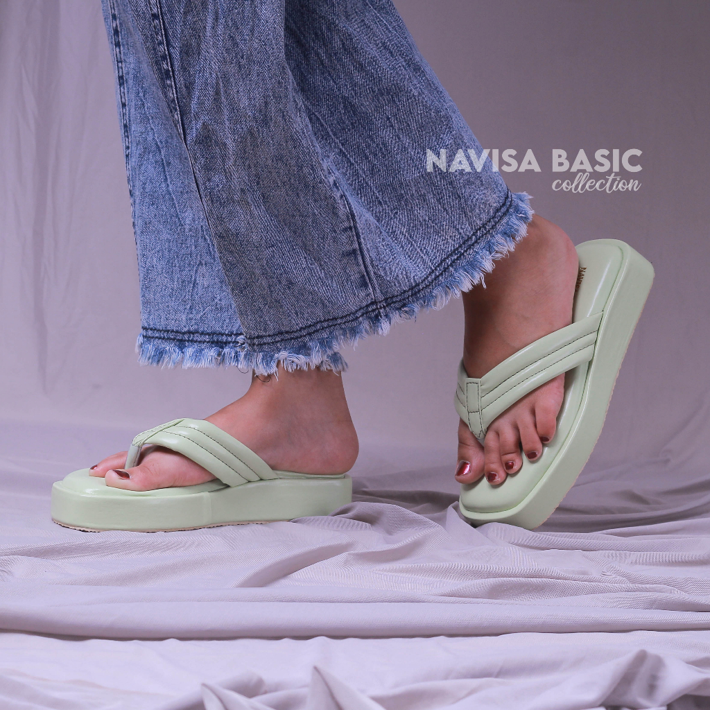 Sandal Wanita puffy platform Empuk Navisa Basic Collection Damelia bella shoes Grend love Winod Pluvia