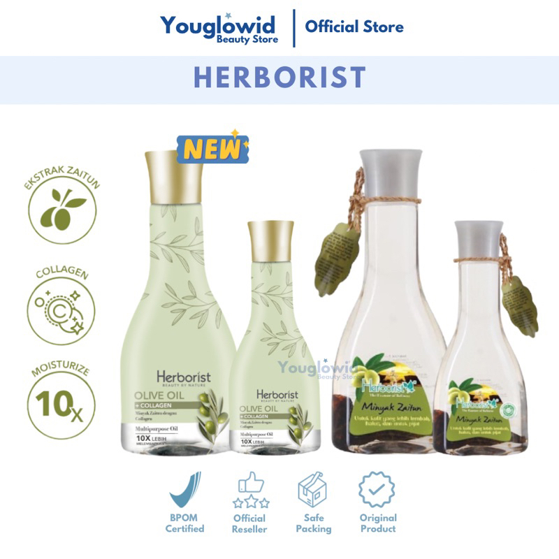 【Official Outlet】HERBORIST - Minyak Zaitun + Collagen Travel size dan 150ml