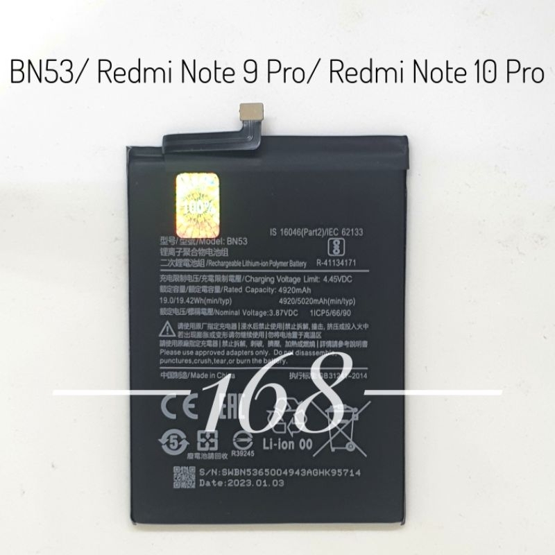 Baterai Batre BN53 Redmi Note 9 Pro Batere BN 53 Redmi Note 10 Pro Original Battery Batrai