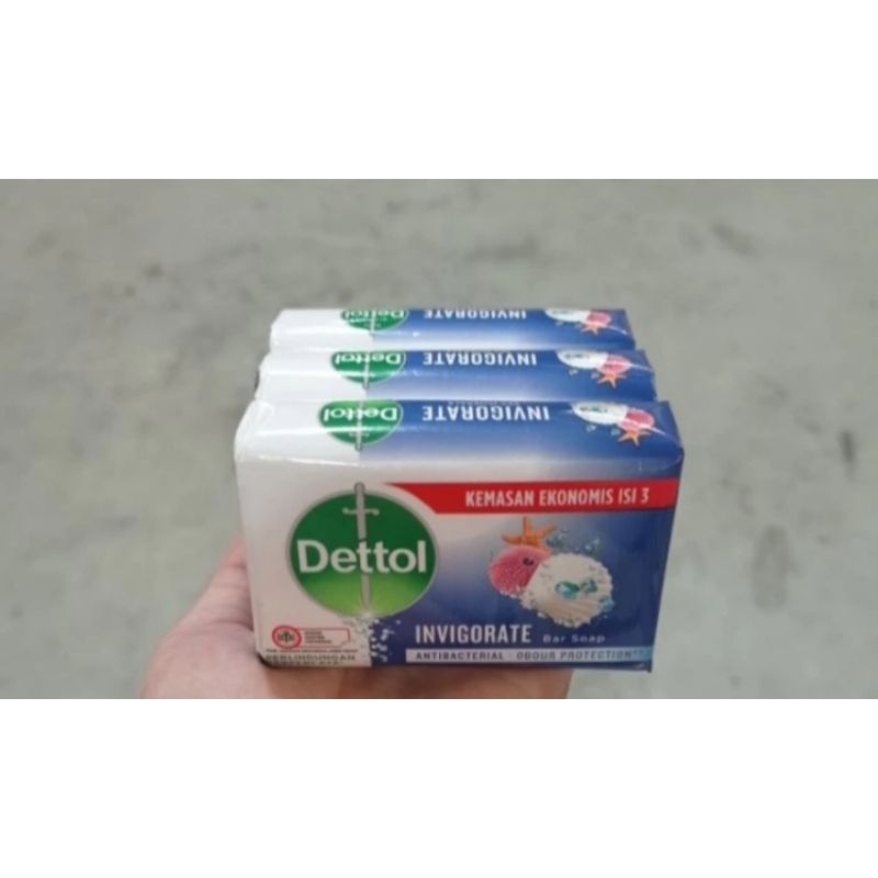 Dettol sabun Batang Invigorate  paket ( 3  x  100 gr )