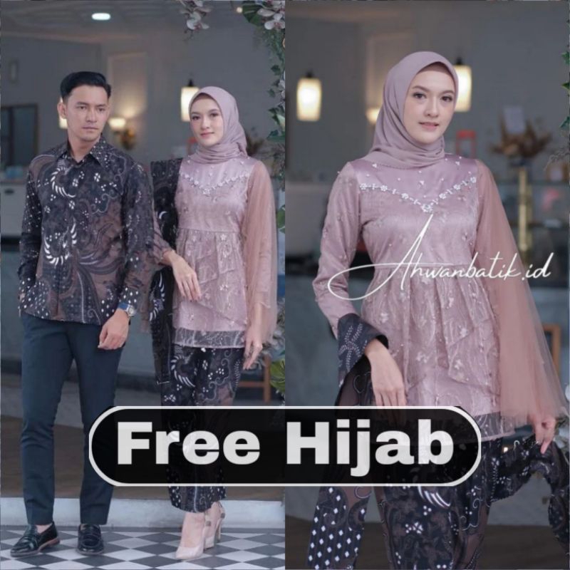 Batik Couple Kebaya Batik Couple Ayudia Bonus hijab