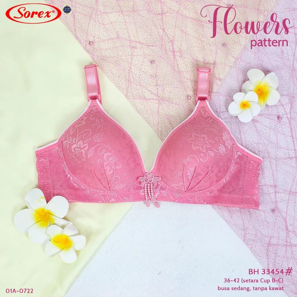 Bh Bra Sorex 33454 (Cup B-C) Tekstur Motif | Busa Sedang Tanpa Kawat |jya