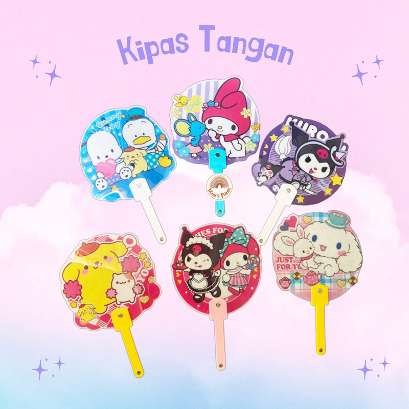 Kipas tangan motif sanrio kuromi / melody cinnamoroll