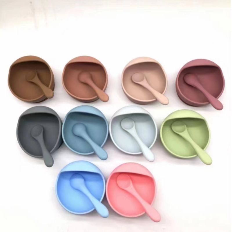 Mangkok Dan Sendok Silikon Bayi Bpa Free Mangkok Makan Mpasi Bayi Set Alat Makan Bayi Silicon Set Al