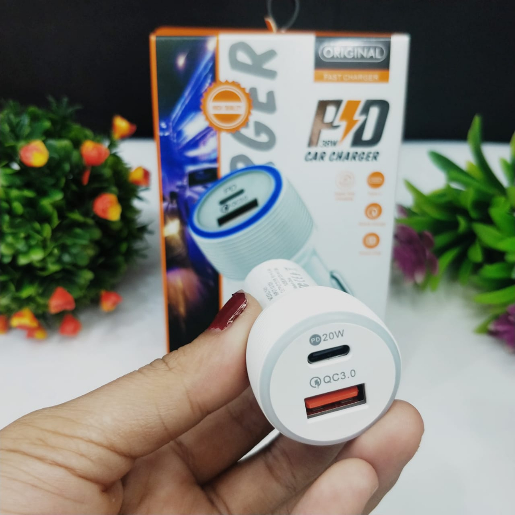 Batok Saver 38W Y-01 2 Lubang Usb PD &amp; Type C CAR CHARGER dual port output high quality packing import premium PROMO SEN