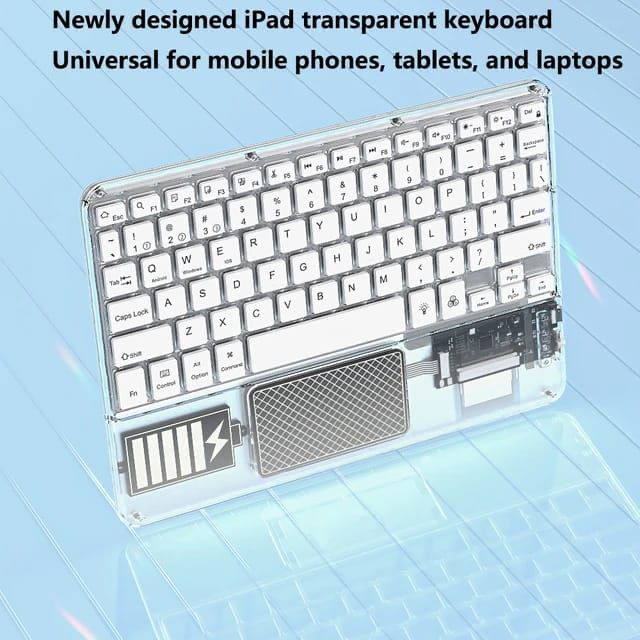 Keyboard Bluetooth lampu latar nirkabel, RGB transparan with Touchpad gm acc