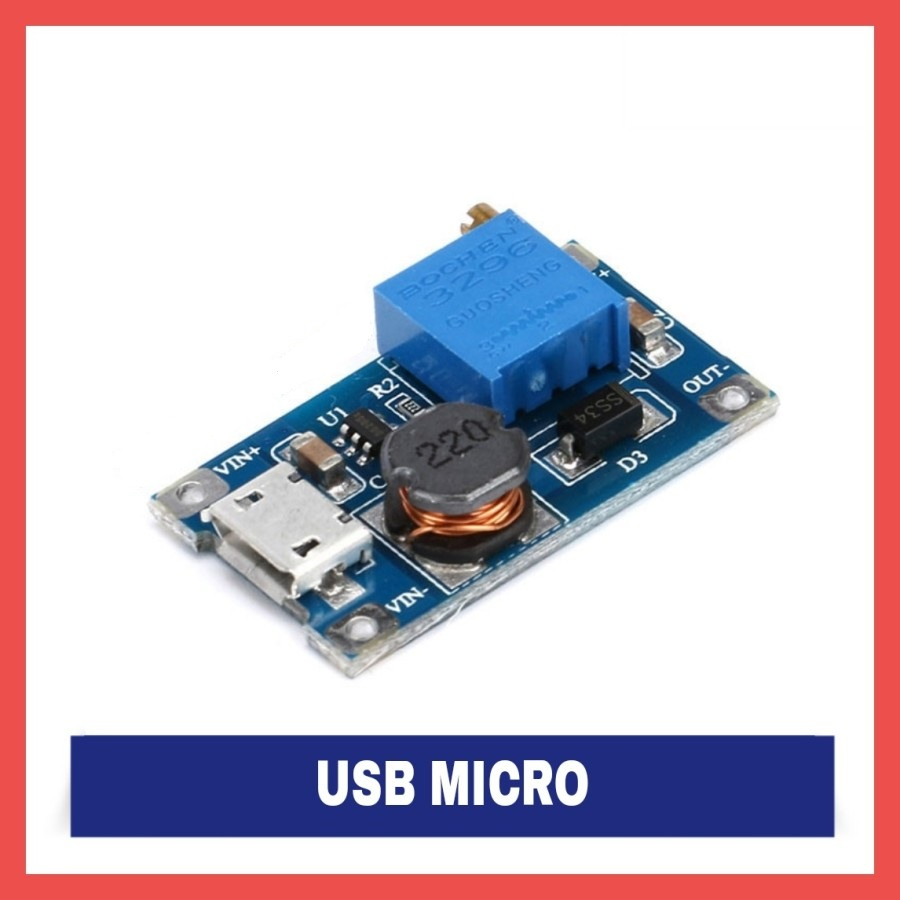 Step Up MT3608 Micro USB DC-DC 2A Boost Converter Module Power Supply