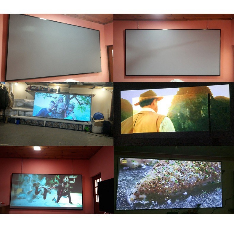 80 Inch Layar Proyektor Anti-light Ambient Screen Curtain 16:9 4K Anti Light Projector Screen Untuk Kantor Luar Ruangan Rumah