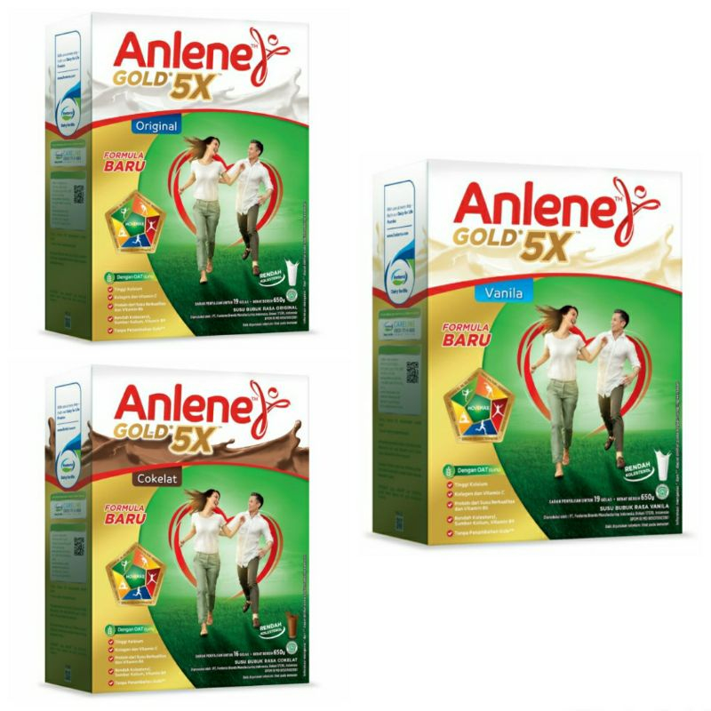 

Anlene Gold 5X Susu Bubuk Original, Vanilla, Cokelat 600g Tulang, Sendi & Otot