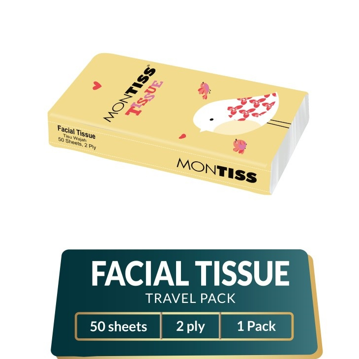 Tisu Wajah Montiss Travel Pack Tissue Facial Montis Isi 50 Sheets 2 Ply Lembut