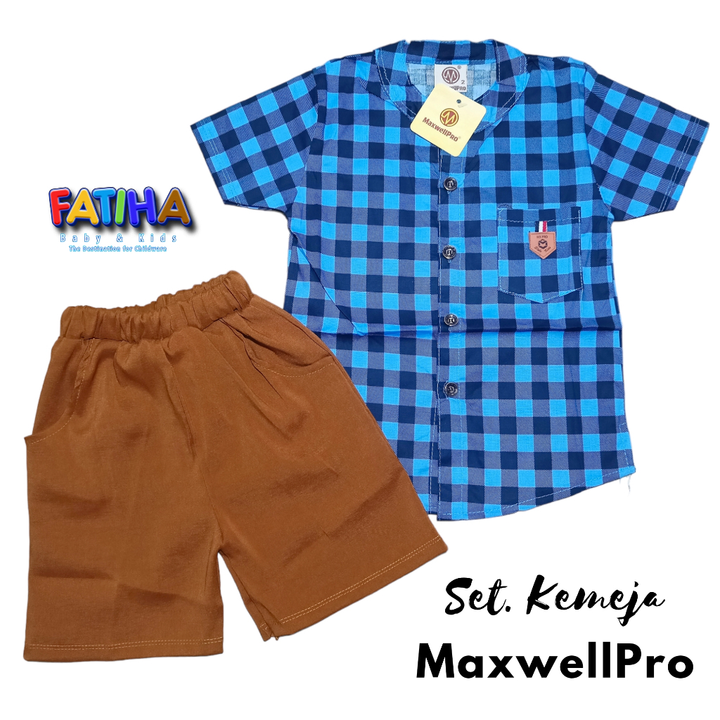 SETELAN KEMEJA MAXWELLPRO MOTIF KOTAK / HEM ANAK LENGAN PENDEK