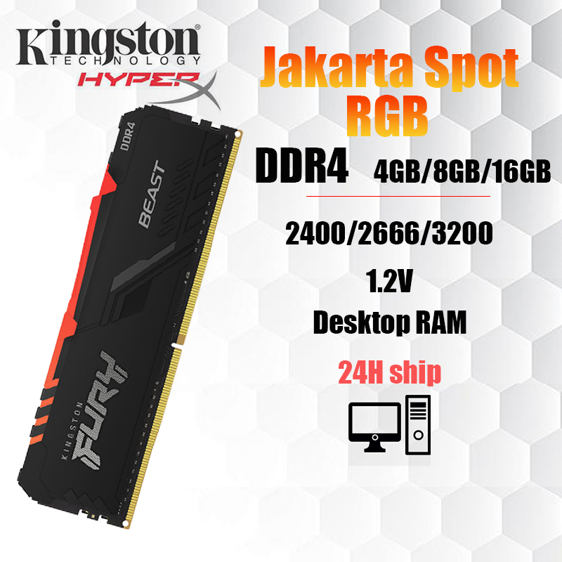 【Jakarta Spot】48GB/16GB BEAST RGB Kingston Hyperx 2400/2666/3200MHZ Desktop RAM  DDR4 DIMM  memory for PC