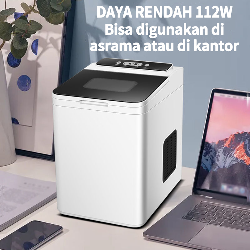 Mesin Es Iceler Portable Ice Maker 15KG Es Perhari 6 Keping Es diproduksi，Mesin Rumahan Kecil Full Otomatis