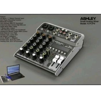 MIXER ASHLEY K POP4 CHANNEL  ASHLEY K POP 4 USB BRUETOOTH ORIGINAL