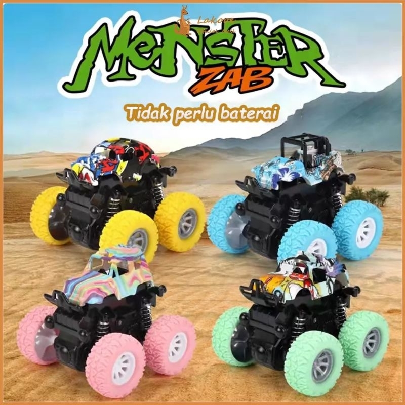 MAINAN ANAK MOBIL ZAP MONSTER JUNGKIR CAR BALIK TRUCK TRUK FRICTION WARNA WARNI 4WD MONSTER ZAB