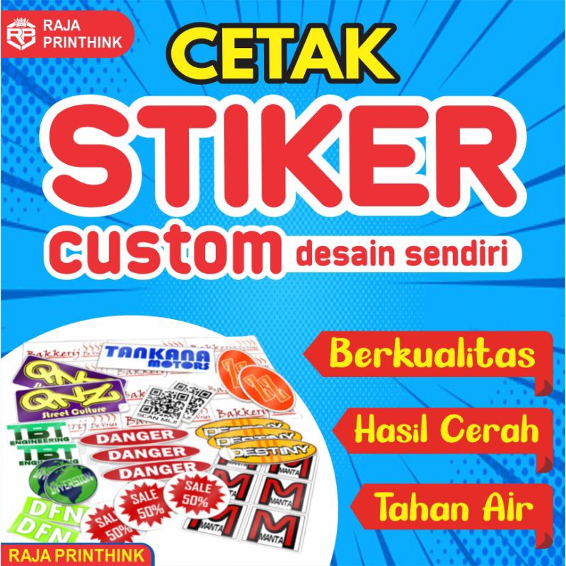 

Cetak Stiker Custom Desain Sendiri / Stiker Custom Gambar Sendiri / Stiker Custom Satuan Tahan Air Keren