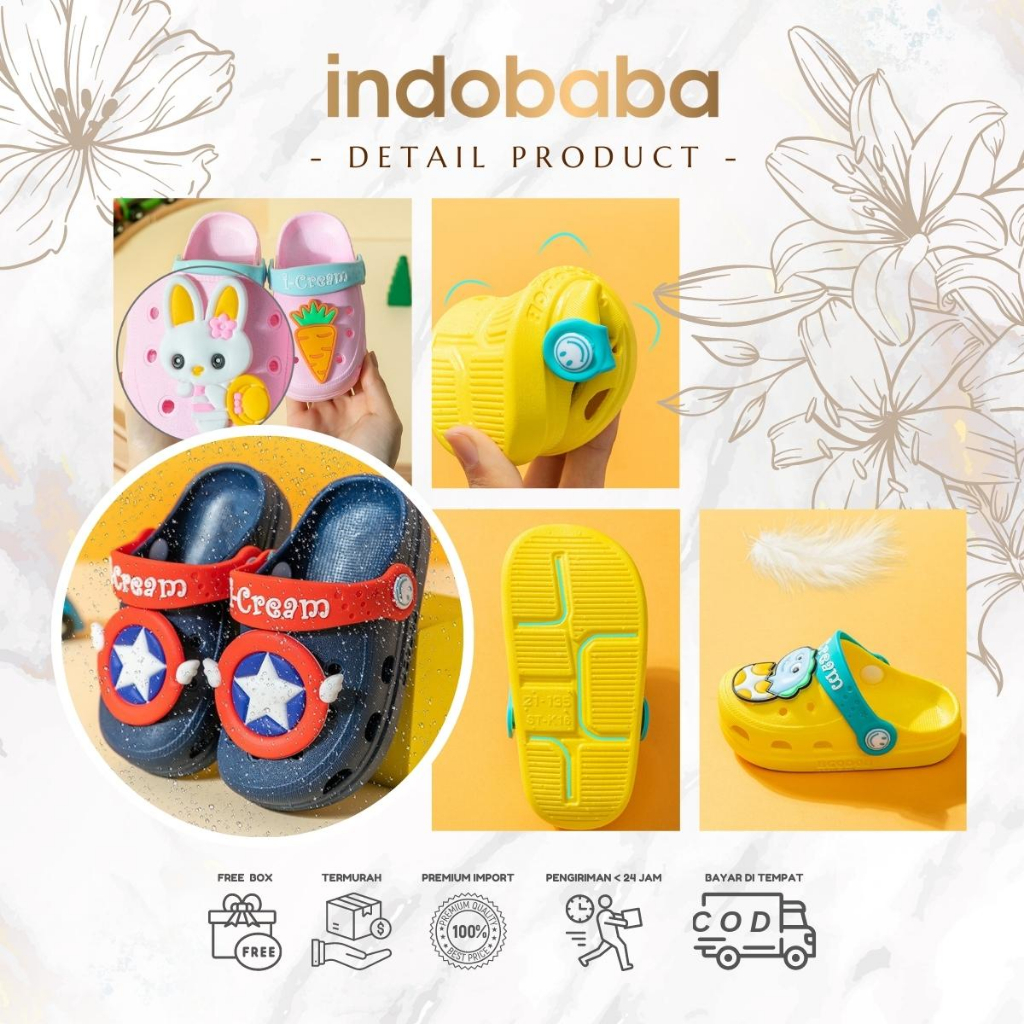 indobaba Sandal Anak Import Karakter Kartun Non-slip Cocok untuk anak laki-laki dan perempuan import S101